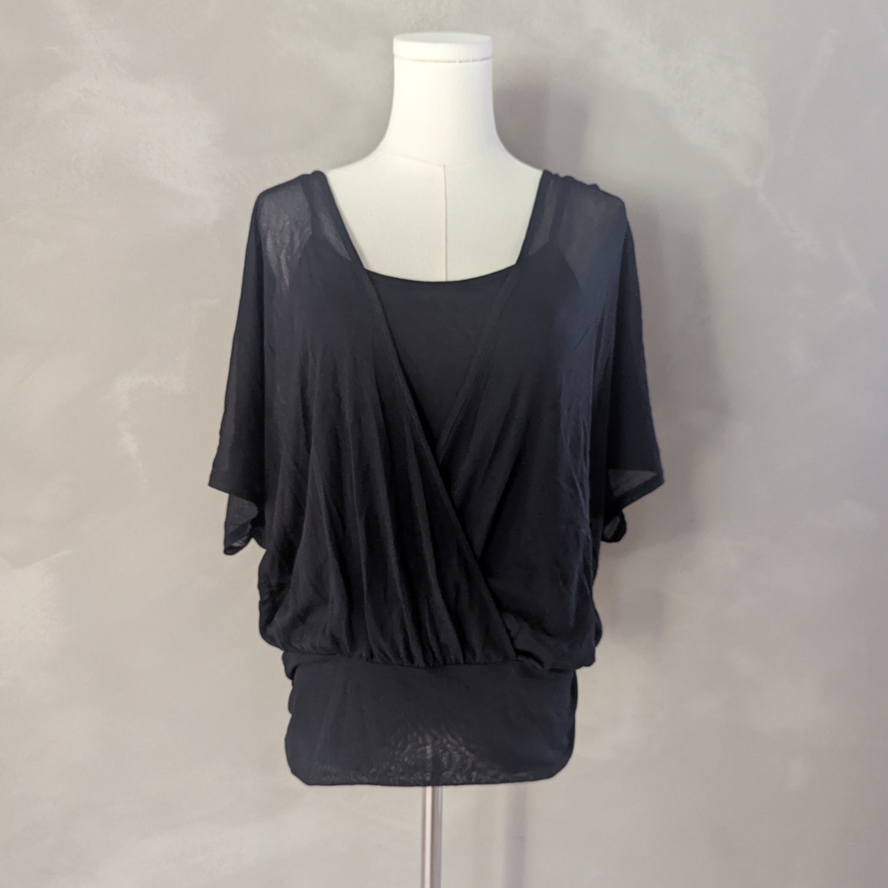 Sold - Vivienne Tam Black Draped Blouse